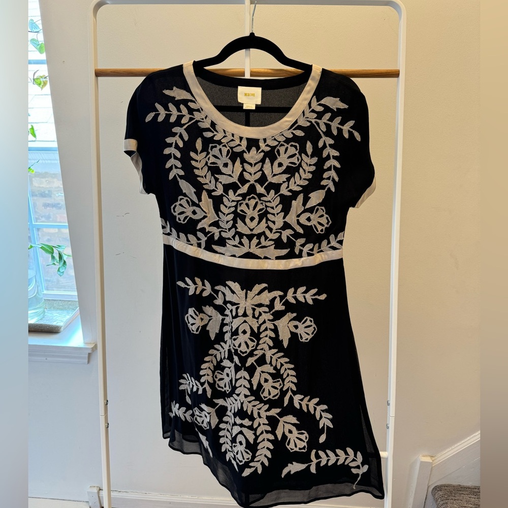 Anthropologie Maeve Sheer Black Tunic Mini Dress